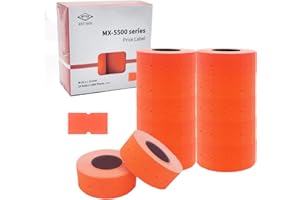 Motex 1 Blank Line Labels - 10,000 Fluorescent Red Blank Price and Date Gun Labels, Fits MX-5500 and Perco 1 Line Price and Date Guns