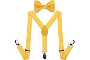 CHIYU-YANG Suspenders Bow Tie for Boys and Girls Strong Metal Clips Adjustable Design Elastic Suspender Classic Accessory Set
