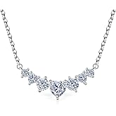 JACUPO 5.2CT Heart Shaped Multiple Moissanite or Cubic Zirconia Necklace D Color VVS1 S925 Sterling Silver White Gold Plated for Women I Love You Necklace Wedding Anniversary Birthday Gift for Wife Mom Girlfriend Ladies Jewelry