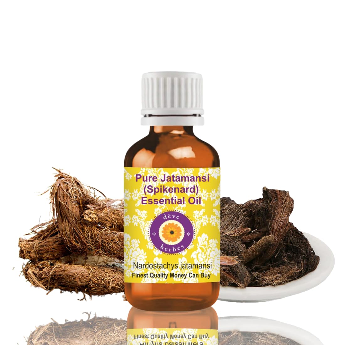 Deve Herbes Pure Jatamansi (Spikenard) Essential Oil (Nardostachys jatamansi) Steam Distilled Natural Therapeutic Grade 5ml (0.16 oz)
