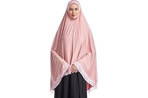 Muslim High Stretch Hijab Pure Color Half-body Cover Hijab with Lace for Praying