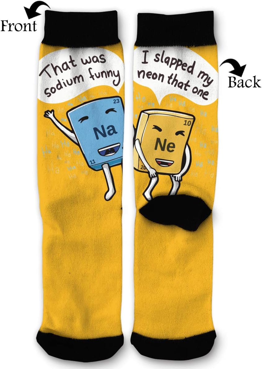 NGFF Chemistry Jokes Men Women Casual Crazy Funny Athletic Sport Colorful Fancy Novelty Graphic Crew Tube Socks
