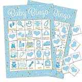DISTINCTIVS Blue and Gold Boy Baby Shower Bingo Game - 24 Guests