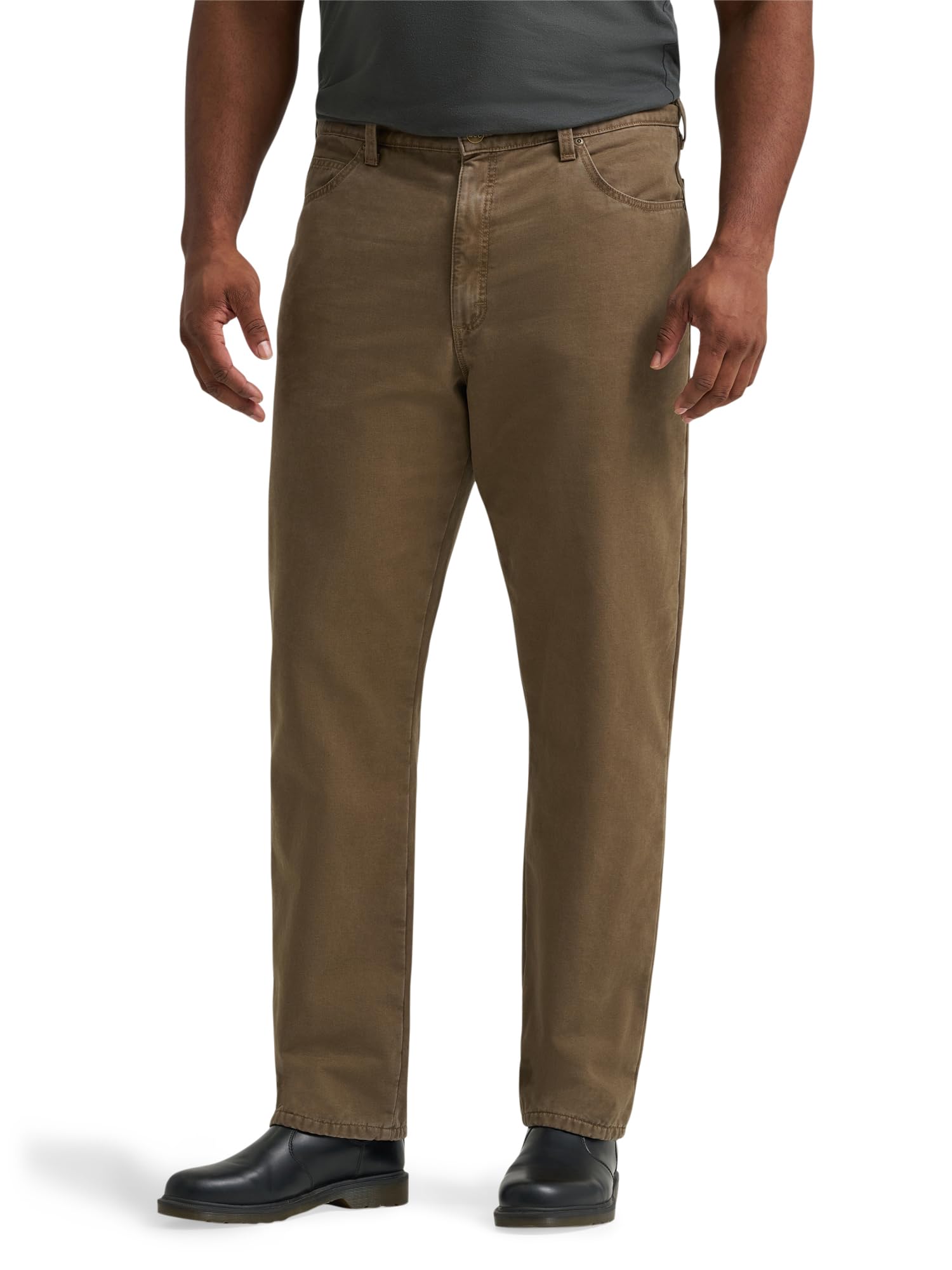 Lee Men's Big & Tall Legendary Relaxed Straight Jean, Teak - Plaid Flannel Lined, 52W x 29L Image