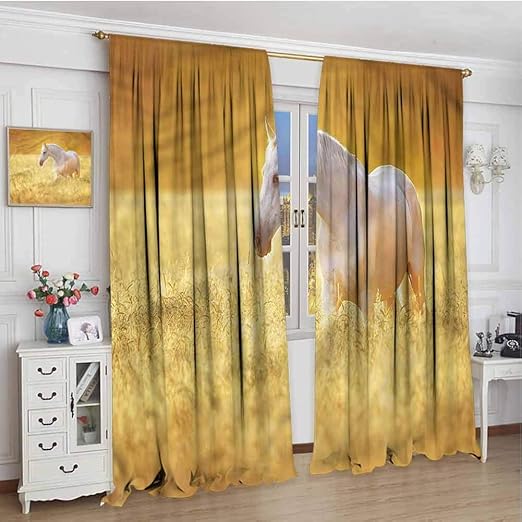 Amazon Com June Gissing Horse Eclipse Nursery Curtains 63 Inches