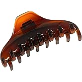 Parcelona French Skinny Boss Medium 3 1/2" Tortoise Shell Celluloid Acetate Claw with Tight Spring Jaw Hair Claw Clips for Fine Hair, Made in France