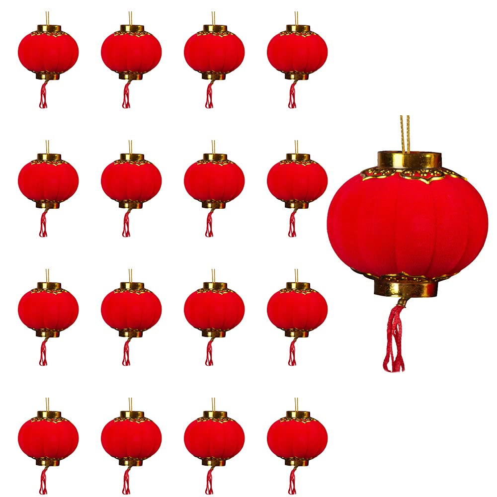 30 Pcs Red Chinese Lantern Waterproof Mini Lanterns Lantern Pendant for Indoor Outdoor Plastic Paper Decorative Lanterns
