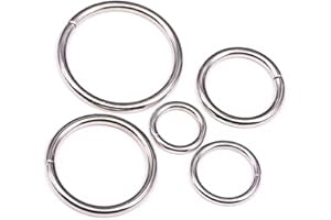 Swpeet 50Pcs 5 Sizes 3/2" 3/4" 1" 3/5" 5/4" Multi-Purpose Metal O Ring Metal Rings for Belts Hardware Bags Keychain Hand DIY