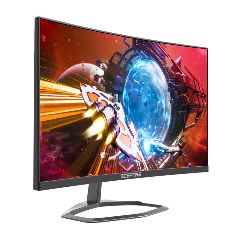 Sceptre Curved 24.5-inch Gaming Monitor up to 240Hz 1080p R1500 1ms DisplayPort x2 HDMI x2 Blue Light Shift Build-in Speakers, Machine Black 2023 (C255B-FWT240)