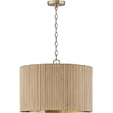 Capital Lighting 350741WS Donovan Mid-Century Modern Artisan Luxe Fluted Mango Wood Drum Pendant Ceiling Light, 3-Light 180 T