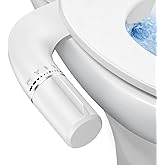 SHIKITEK Bidet Attachment for Existing Toilet Seats, Ultra-Slim, Non Electric, Dual Nozzle, Rear & Feminine Wash, Fresh Cold Water Sprayer, Badays Bedets Bedits Badette Bidgets, Silver