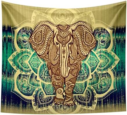 Jescrich Psychedelic Wall Hanging Elephant Tapestry Large Size Bohemian Tapestries(L,Yellow)