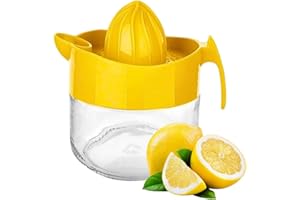 Glass Lemon Juicer, Small Grapefruit and Citrus Juicer, Extractor Manual Hand with Handle and Pour Spout, BPA Free and Lead-F