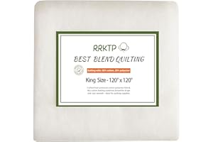 RRKTP Quilt Batting King Size 120" x 120" ,80/20 Cotton Poly Batting for Quilting,All Season Batting for Craft,Warm Soft Natural Cotton Batting for Quilts Quilting & Quilting Supplies