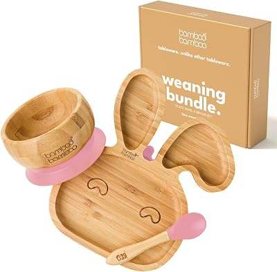bamboo bamboo Baby Plate & Bowl Weaning Set Bunny Pink