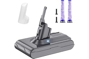 Maxofpowr 7000mAh V8 Battery Replacement for Dyson V8, 21.6V Li-ion Battery Compatible with V8 Animal V8 Absolute V8 Motorhead V8 Fluffy SV10 Vacuum Cleaner with 2 Filters and 2 Screws