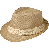 Short Brim Straw Fedora Hat Sun Protection Panama Hat Packable Jazz Beach Cap Roll Up Trilby Cap for Men Women