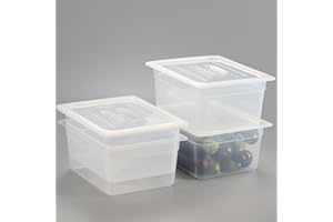 CURTA 4-Pack 1/2 Size 6" Deep Food Pan with Handled Lid – NSF Commercial-Grade Translucent Polypropylene, Stackable Freezer-safe Storage for Restaurants, Catering & Buffets