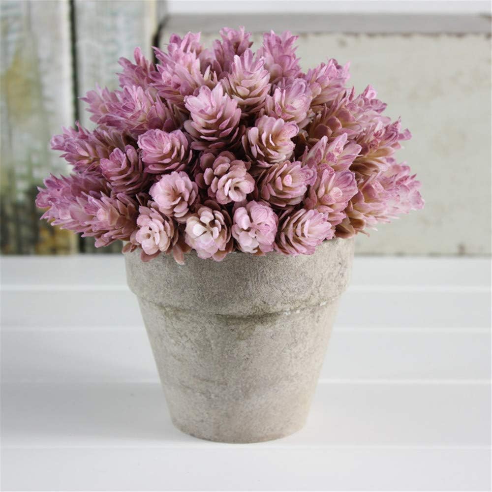 JruF Pineapple Grass - Purple Artificial Potted Plant Flowerpot View Home Kitchen Desktop Office Desktop Decoration Base, 6.7Inch
