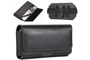 YHENCY Cell Phone Holster for iPhone - PU Leather Pouch Belt Clip Case Holder for Samsung Galaxy S24+ S23 Plus S22+ S23 FE S21 FE S20 FE S10 Plus, A54 A53 A52 A35 A15, iPhone 15 Pro Max 14 13 12 Pro Max (L)