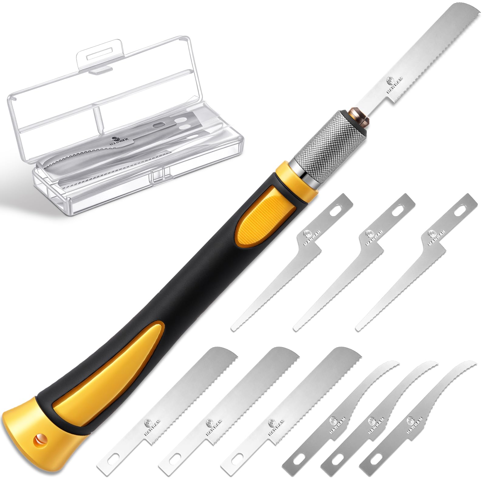 Photo 1 of Honoson Mini Hand Saw Model Tools Small Hobby Saw Blades Kit with 9 Tiny Razor Hacksaw Blades for Miniatures, Modeling, DIY Crafts, Plastic Models, Wood(Style 2,Yellow)