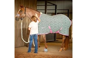 Jeffers Expression Fleece Cooler for Horses, Standard Neck, Party Cheetah 72"- Equine Towel Blanket, Moisture Absorbent, Ligh