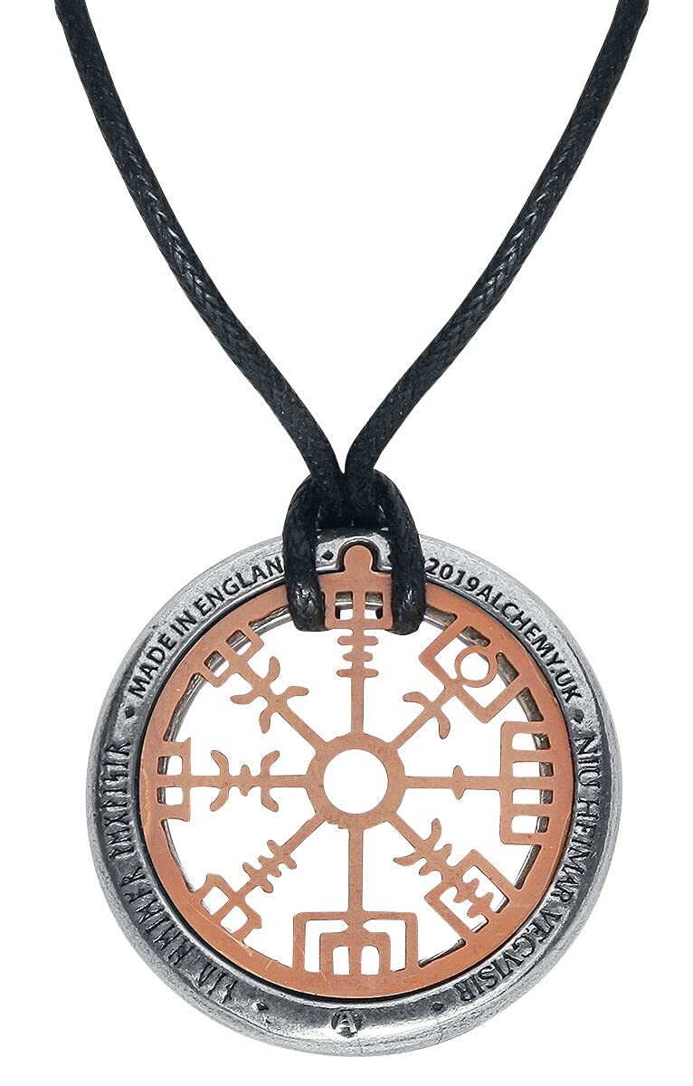 Alchemy Gothic NIU Heimar Vegvisir Men Necklace Silver-Coloured, Pewter,