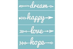 OLYCRAFT 8.6x11 Inch Self-Adhesive Silk Screen Printing Stencil Words Reusable Pattern Stencils for Painting on Wood Fabric T-Shirt Wall and Easter Decorations - Dream & Happy & Love & Hope
