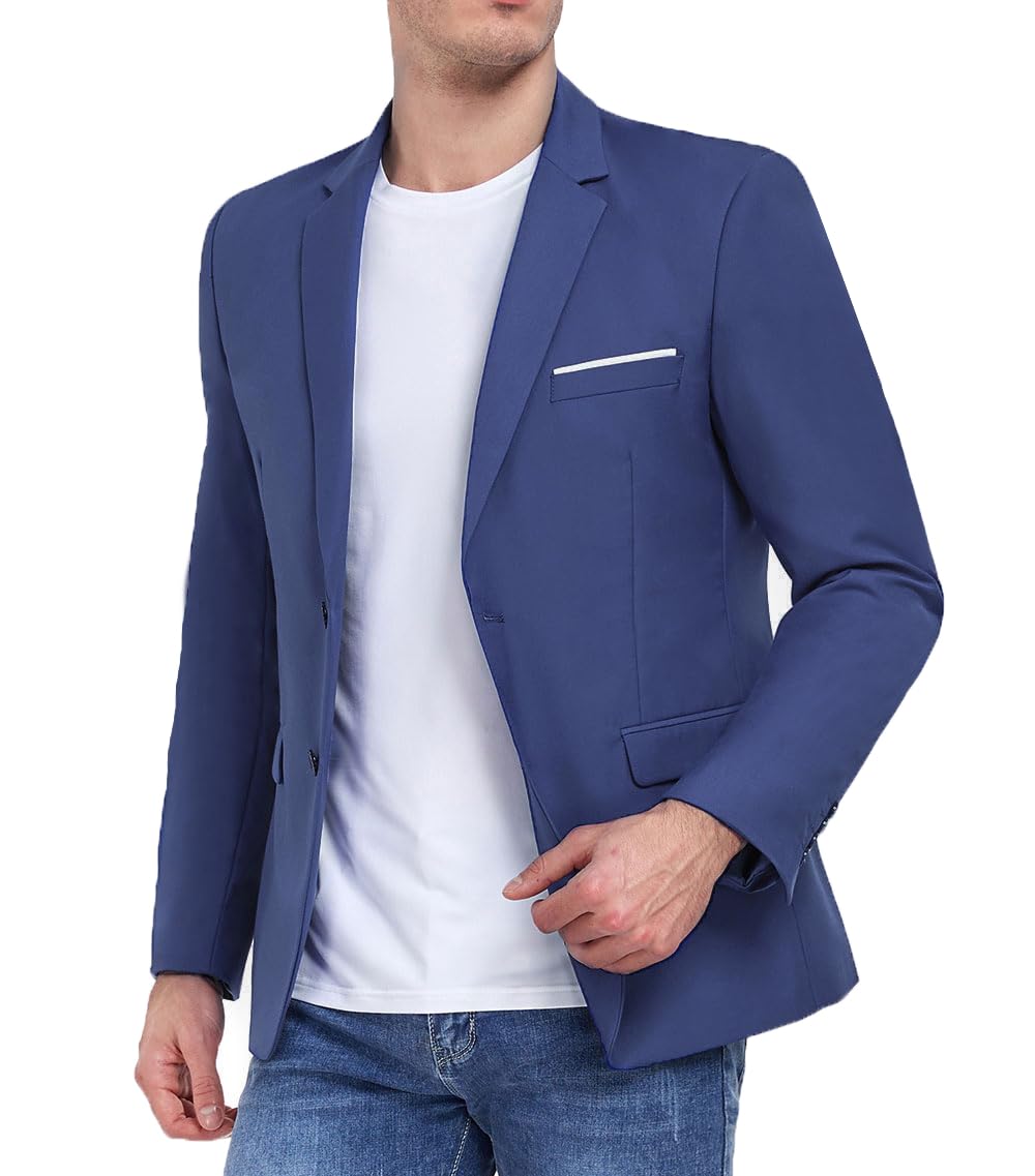 Photo 1 of Men's Suit Jacket Casual Sport Coats Lightweight Party Navy Slim Fit Blazer Groomsmen Coat Two Button Tuxedo Suits 5XL
