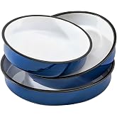 3-Pack Enamel Roasting &amp; Baking Pan Set 10/12/14 Inch Round Cake Pans, High Temperature Resistant Baking Dishes for Turkey Pizza Casseroles Oven Bakeware PFOA &amp; PTFE Free Ideal Gift for Mom - CookWare