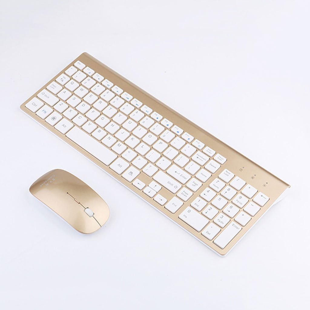 SINCERE@ Ultra-thin Fashion Business Keyboard Set 2.4G Wireless Mouse And Keyboard Roses For A Variety Of Computer Tablet PC ( Color : Gold )