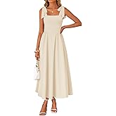 ZESICA Women's Summer Spaghetti Strap Maxi Dress 2026 Tie Shoulder Square Neck Flowy Wedding Guest Party Beach Long Dresses
