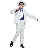 Boys White Striped Blue Armband Suit Birthday Halloween Party Cosplay Costumes for Kids