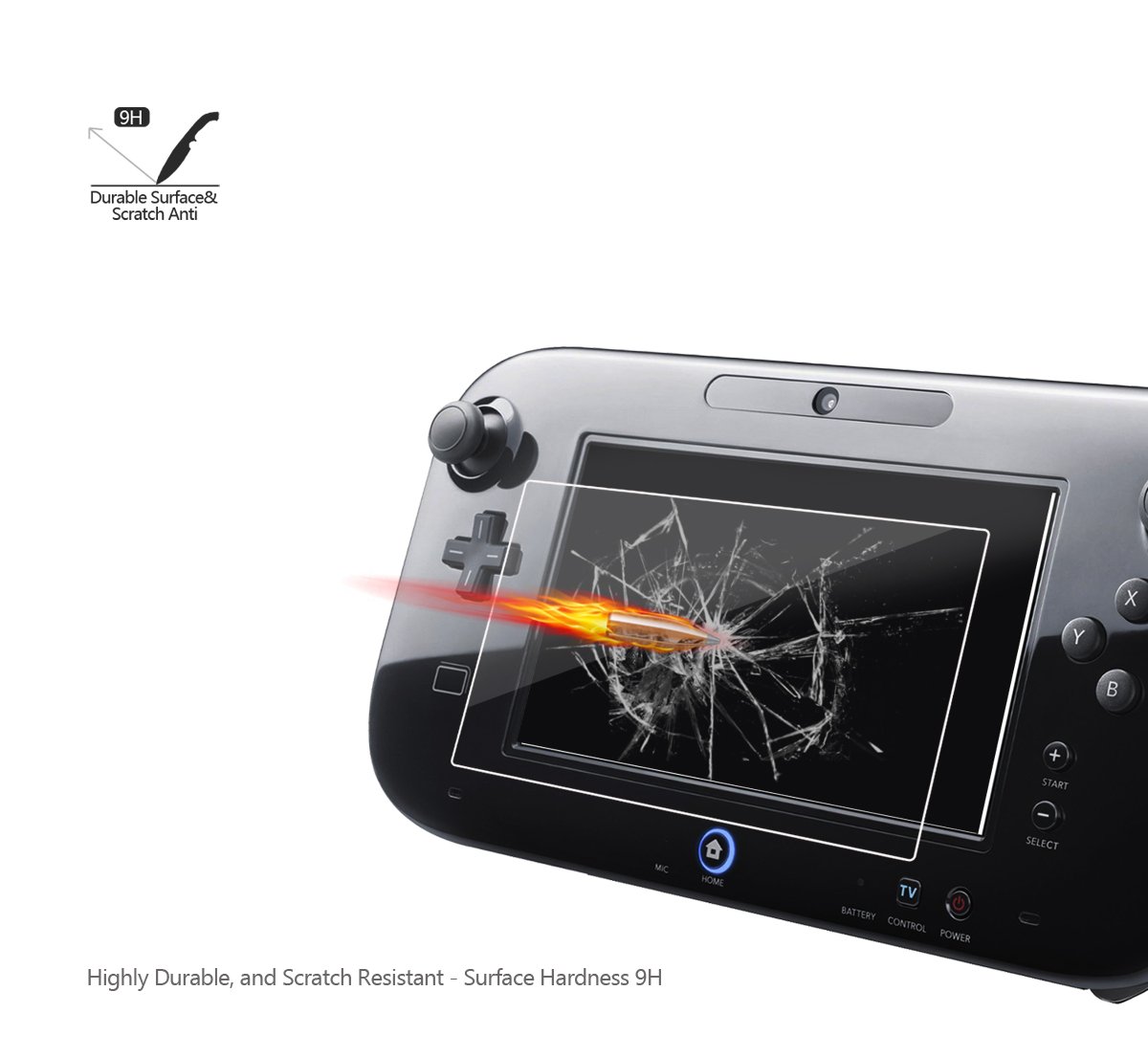 (Pack of 2) Tempered Glass Screen Protector for Nintendo Wii U, Akwox [0.3mm 2.5D High Definition 9H] Premium Clear Screen Protective Film for Nintendo Wii U