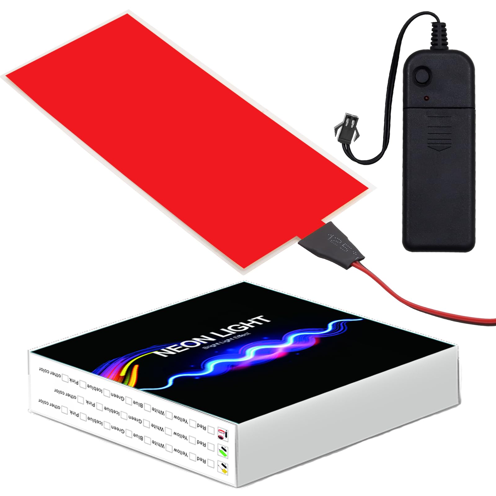 Ygmylandbb EL Panel Electroluminescent Light Sheet Backlight Decorations Light Neon Sheet 12 cm x 5 cm (4.8" x 2.0") ON/Slow Flash/Fast Flash, Red, 1Pack