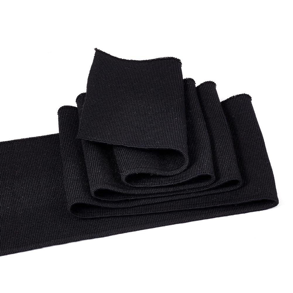 NBEADS Polycotton Waistband Trim, 100×10×0.2cm Seamless Rib Cuffs Tubular Rib Cuffing for Cuffs, Waistbands Neckline Collar Trim Jacket Sweatshirt Sewing, Black