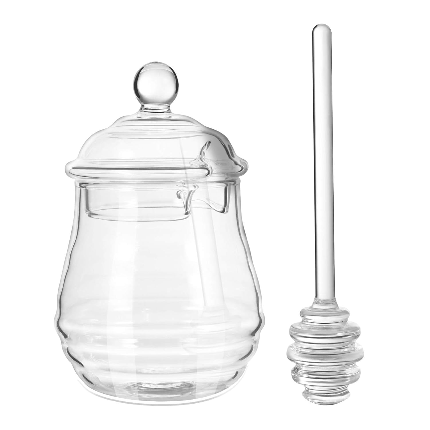 UPKOCH Honey Jar with Dipper and Lid Clear Glass Honey Container Honey
