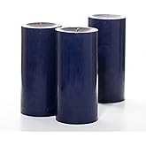 Richland Set of 3 Navy Blue Pillar Candles 3" x 6" Unscented for Weddings Home Holidays Relaxation Spa Church