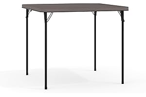 Flash Furniture Dunham 2.83' Square Plastic Folding Event Table with Carrying Handle, Bi-Fold Banquet Table for Indoor/Outdoor Events, Dark Gray