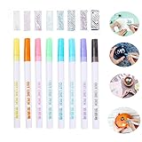 Stylo Contour Double Ligne, SouthStar 8pcs Stylo de Couleur à Deux Lignes Stylos
