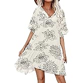 Aoulaydo Womens Swimsuit Coverups Sexy V Neck Bathing Suit Cover Ups Casual Loose Cover Up for Swimwear