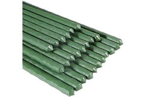Garmeinea Garden Stakes 57 Inches Plastic Coated Steel Plant Stakes for Growing Climbing Plants, Pack of 25