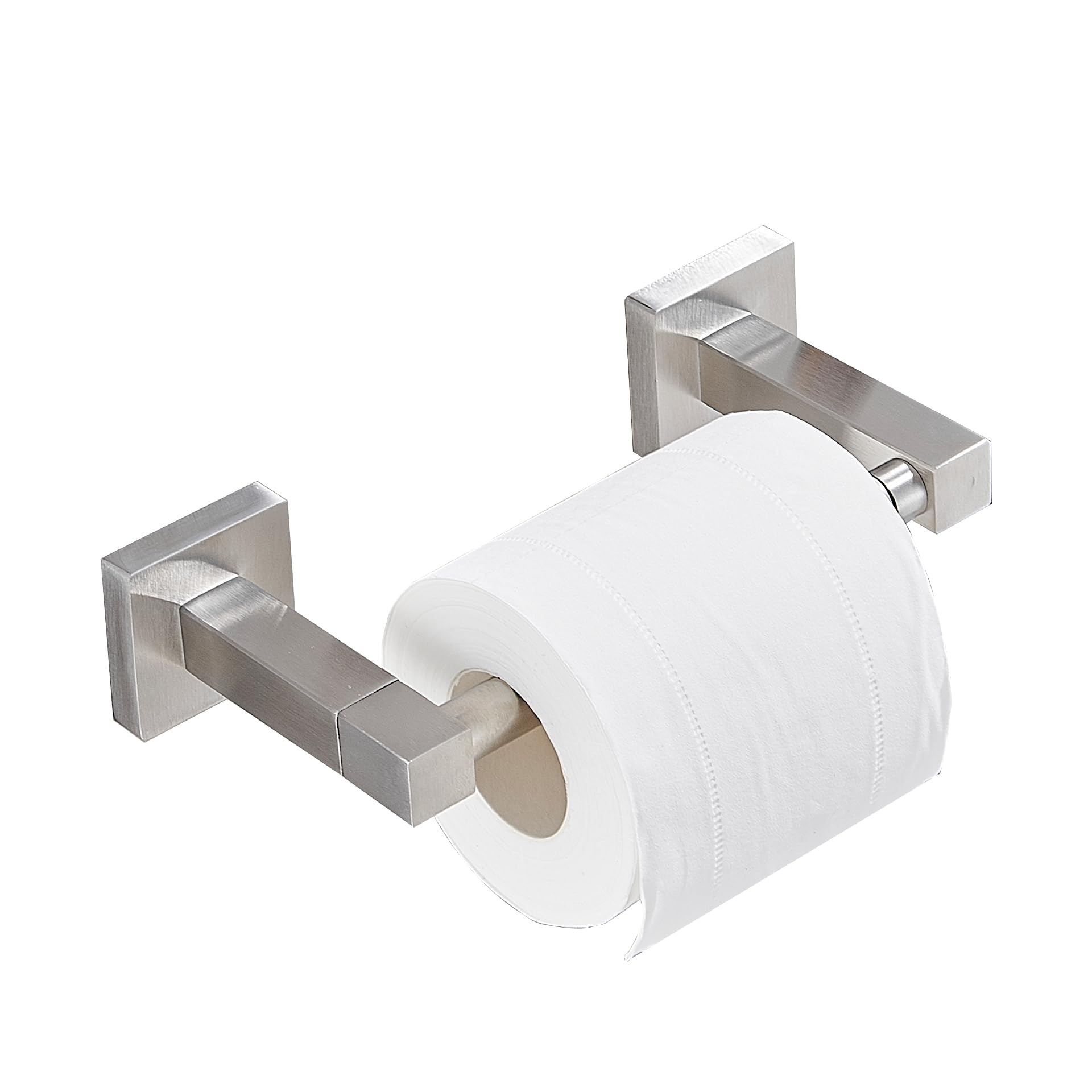 Toilet Roll Holder Wall Mounted Stainless Steel Toilet Paper Holder Pivoting Square Tissue Roll Hangers Modern Design (Silver)