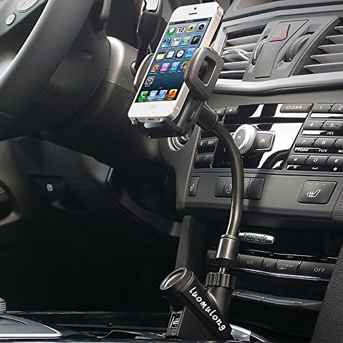 LUOMULONG Universal Car Mount Charger, Car Mount Phone Charger Holder 2.1A 2 USB Charging Cigarrette Lighter Windshield Dashboard Stand for iPhone 7s 6s Plus 5s 5c Samsung Galaxy S8 Edge S7 S6 Note 5