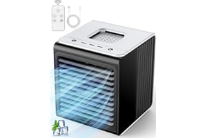 FANCOLE Personal Air Conditioner, 3-IN-1 Portable AC with Remote Control, 3 Speeds, USB Powered Small Air Cooler, Quiet & Powerful Cooling Fan, Mini Evaporative Air Cooler for Room, Car, Bedroom, Desk