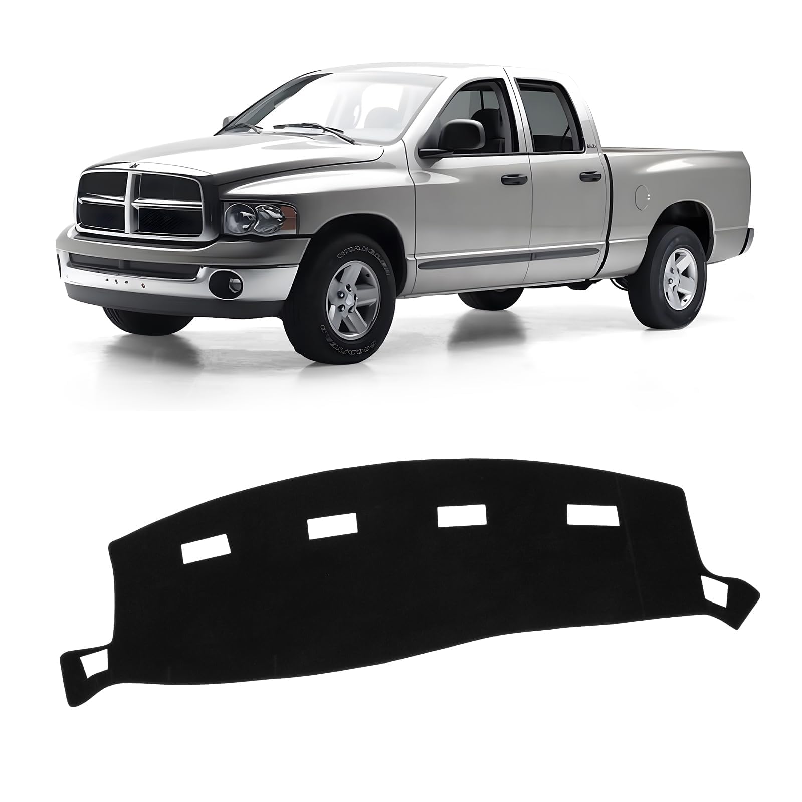 Photo 1 of KUST Car Dash Cover for 2002-2005 Dodge Ram 1500, 2003-2005 Ram 2500/3500 Polyester Non-Slip Center Console Dash Cover Interior Accessories for Dodge Ram Custom Fit Dashboard Mat No Glare Black