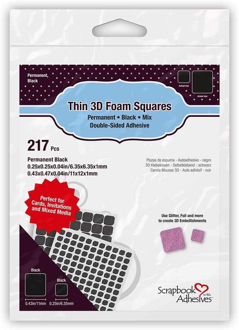 SCRAPBOOK ADHESIVES BY 3L Thin 3D Foam Squares Black Mix