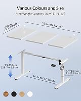 Devoko Electric Standing Desk 120x60cm Height Adjustable Home Office White view 2