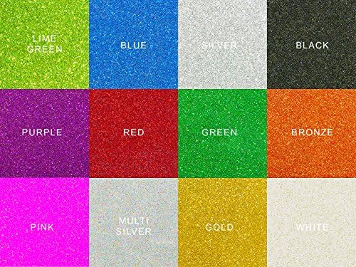 CreArte 12 Vinyl Glitter Heat Press Transfer Sheets 10x12'' For Arts &amp; Crafts Projects | Easy To Cut, Transfer &amp; Iron | For T-Shirts, Hoodies, Hats, Bags, Wood &amp; More | With A Non-Stick Teflon Sheet