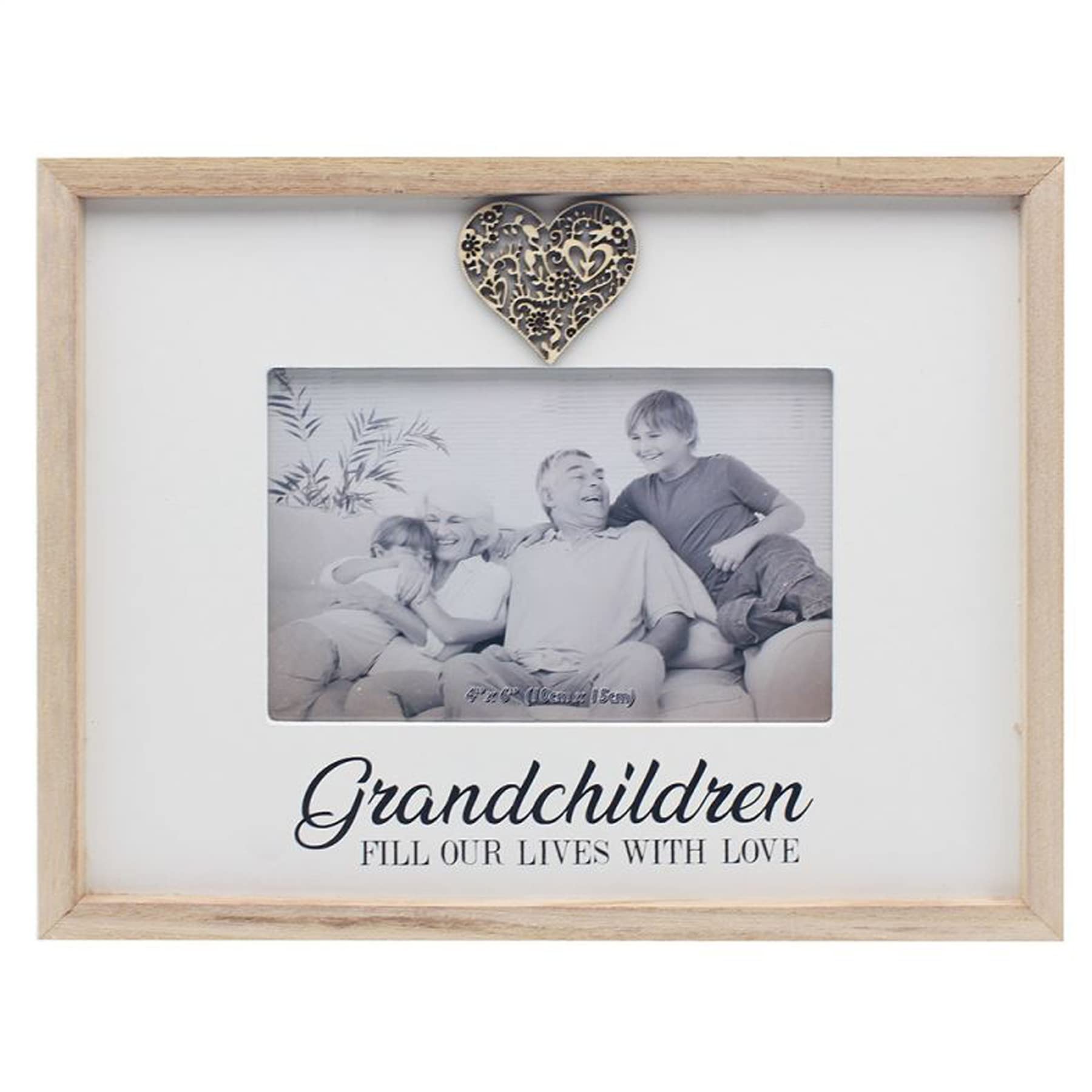 Sentiments Photo Frame with Heart Attachment and Wording - Grandchildren